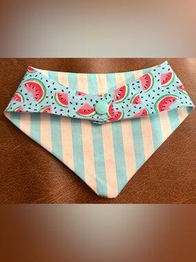 Reversible Dog Bandana with Watermelon Print - Light Blue